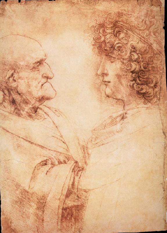 Profiles of a young and an old man, LEONARDO da Vinci